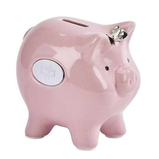 Personalized Pink Elephant with Bow Bank
